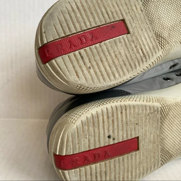Prada Metallic Silver Gray Sneakers - Picture 9 of 12